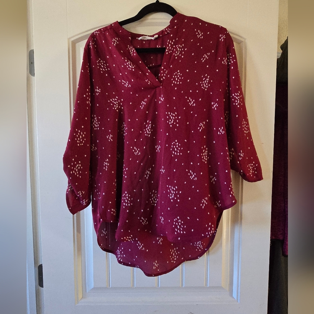 Lush Burgundy Patterned Blouse
